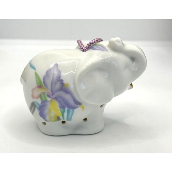Vintage Elephant Pomander Potpourri Hanging Porcelain Ornament Figurine - Picture 1 of 5